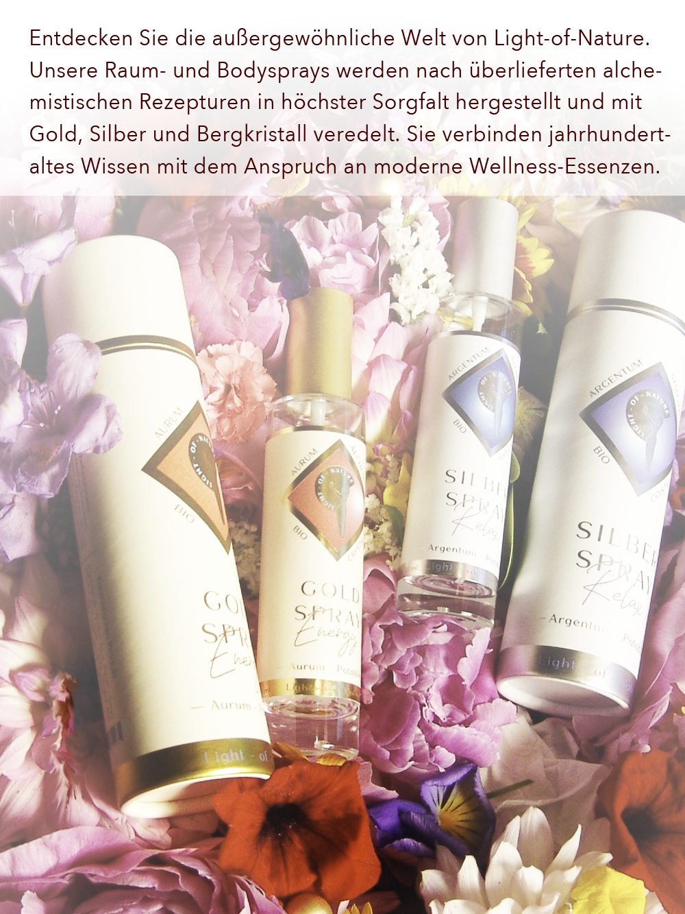 Light-of-Nature Gold & Silber Sprays mit flüssigem Gold und Silber